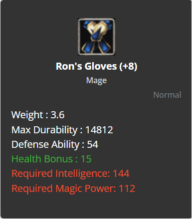 Ron's Gloves (HP) +8