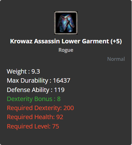 Krowaz Assassin Lower Garment +5