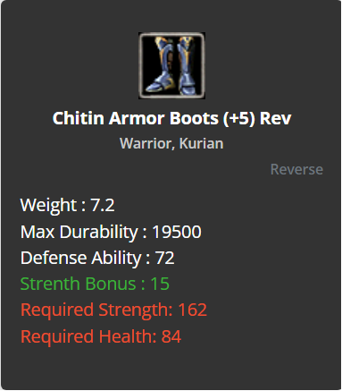 Chitin Armor Boots +5 (Reverse)