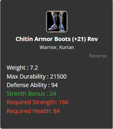 Chitin Armor Boots +21 (Reverse)
