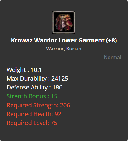 Krowaz Warrior Lower Garment +8