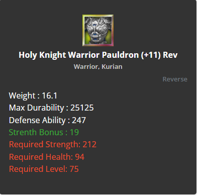 Holy Knight Warrior Pauldron +11 (Reverse)
