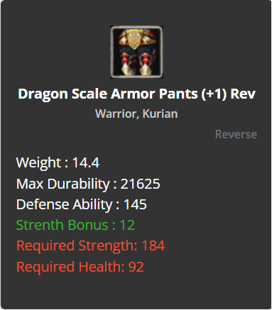 Dragon Scale Armor Pants +1 (Reverse)